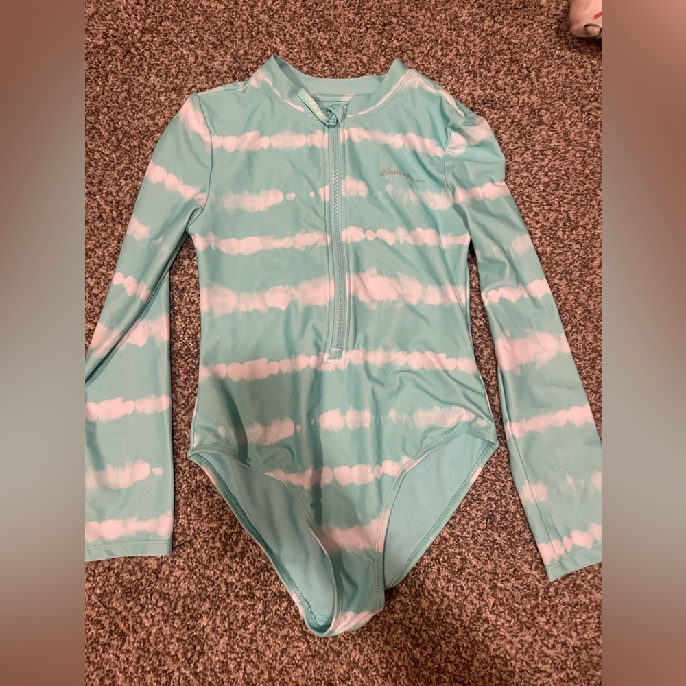 Eddie Bauer Kids Swim One Piece - Aqua and White
